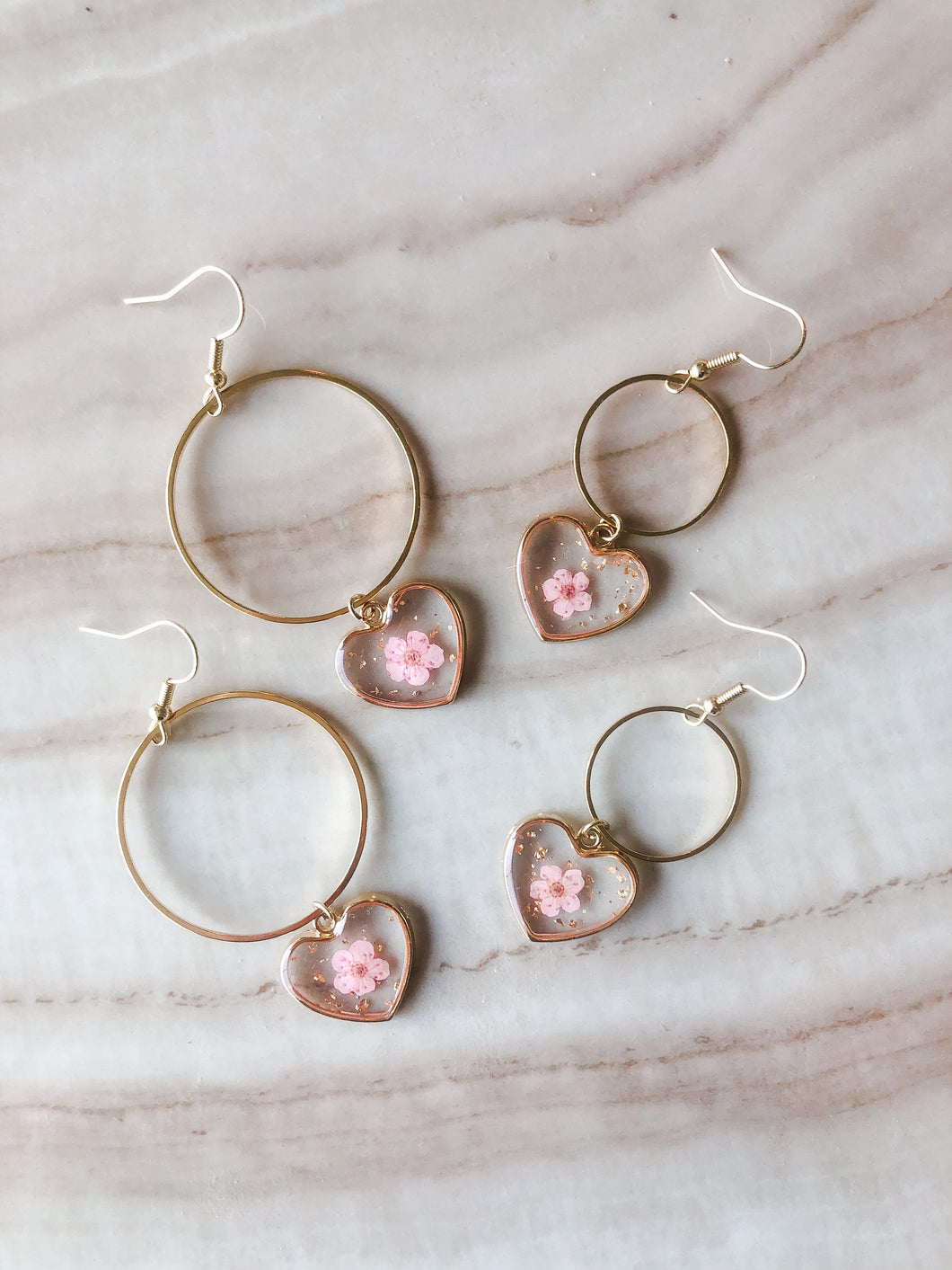 Pink heart hoops